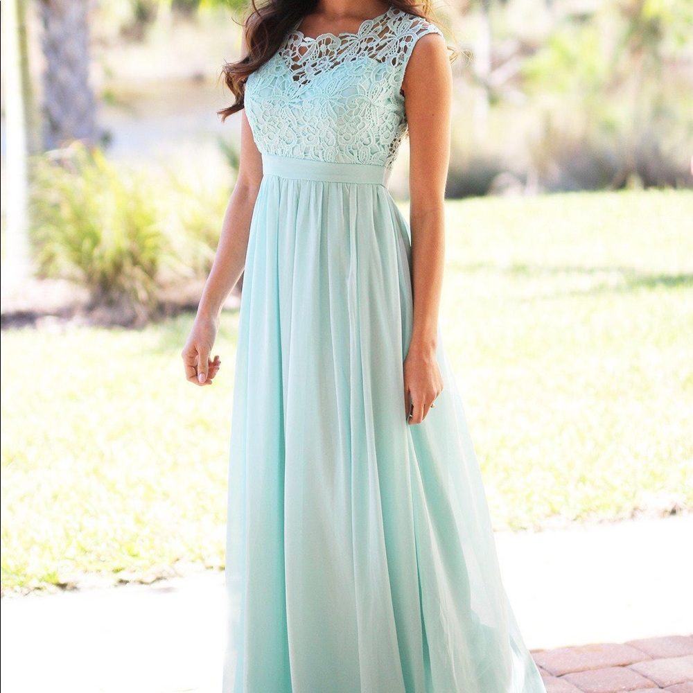 Gorgeous long maxi mint formal dress